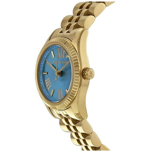  Shop Authentic Michael Kors Lexington Quartz Blue Dial Gold Steel Strap Watch For Women - MK3271 - Luxxuri