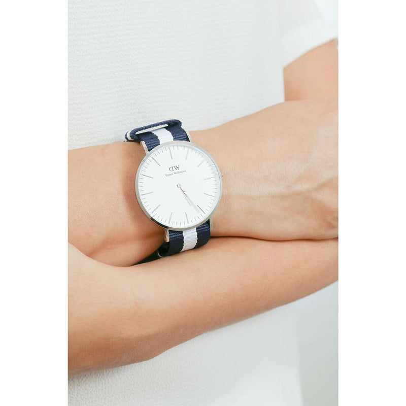  Shop Authentic Daniel Wellington Classic Glasgow White Dial Two Tone NATO Strap Watch For Men - DW00100018 - Luxxuri