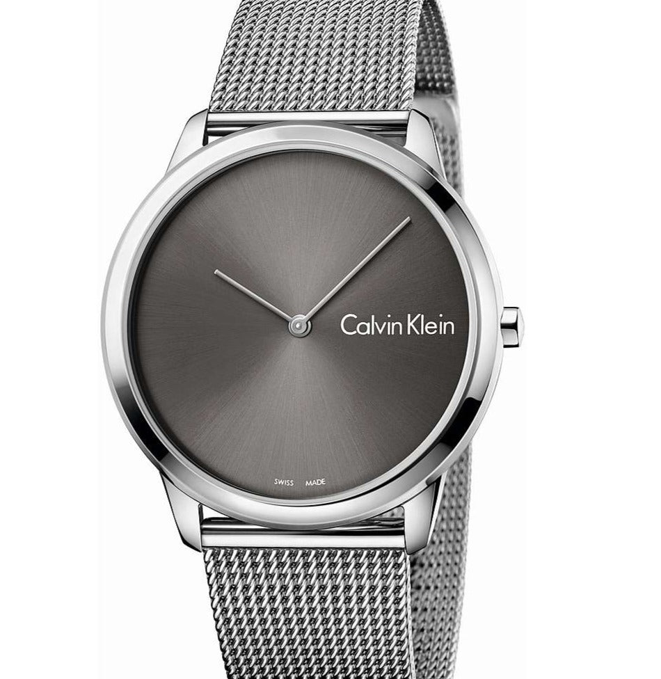 Shop Authentic Calvin Klein Minimal Grey Dial Silver Mesh Bracelet Watch for Men - K3M211Y3 - Luxxuri