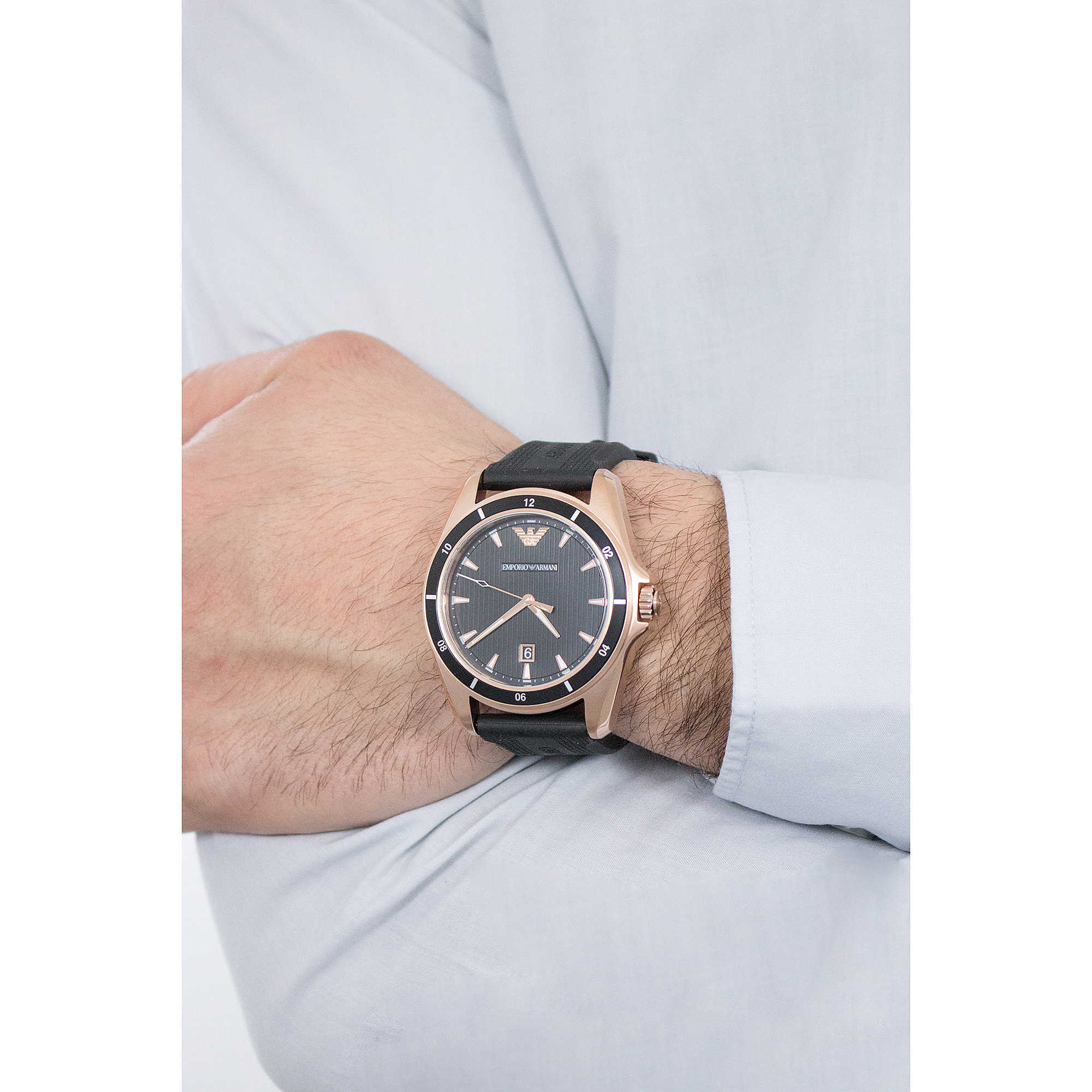 Emporio Armani Sport Quartz Black Dial Black Rubber Strap Watch For Men - AR11101