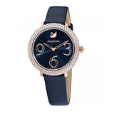  Shop Authentic Swarovski Crystal Frost Blue Dial Blue Leather Strap Watch for Women - 5484061 - Luxxuri