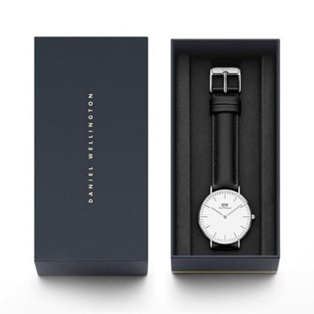  Shop Authentic Daniel Wellington Classic Sheffield White Dial Black Leather Strap Watch For Women - DW00100053 - Luxxuri