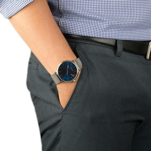  Shop Authentic Calvin Klein High Noon Quartz Blue Dial Silver Mesh Bracelet Watch for Men - K8M2112N - Luxxuri