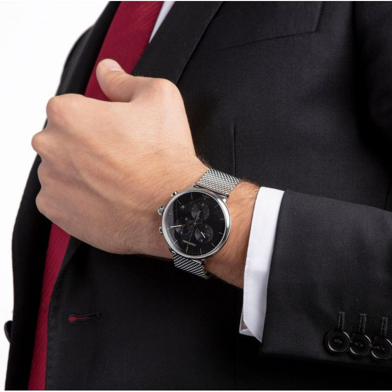  Shop Authentic Calvin Klein High Noon Chronograph Black Dial Silver Mesh Bracelet Watch for Men - K8M27121 - Luxxuri