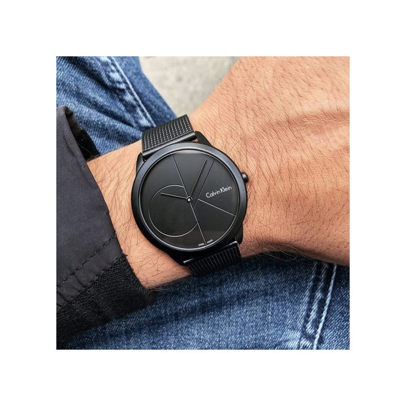  Shop Authentic Calvin Klein Minimal Black Dial Black Mesh Bracelet Watch for Men - K3M514B1 - Luxxuri