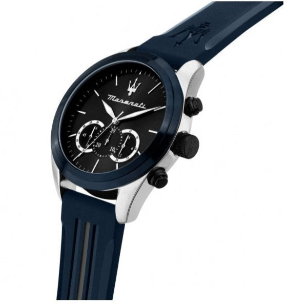  Shop Authentic Maserati Traguardo Chronograph Blue Dial Black Silicone Strap Watch For Men - R8871612046 - Luxxuri