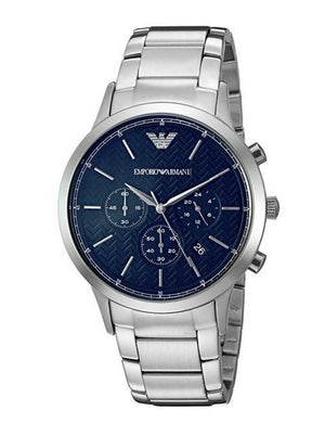  Shop Authentic Emporio Armani Renato Chronograph Blue Dial Silver Steel Strap Watch For Men - AR2486 - Luxxuri