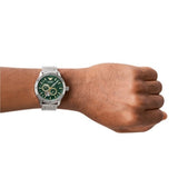  Shop Authentic Emporio Armani Meccanico Chronograph Automatic Green Dial Silver Steel Strap Watch For Men - AR60053 - Luxxuri