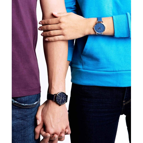  Shop Authentic Calvin Klein Even Blue Dial Blue Leather Strap Watch for Men - K7B214VN - Luxxuri