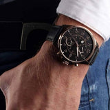  Shop Authentic Tommy Hilfiger Dean Chronograph Quartz Black Dial Black Leather Strap Watch for Men - 1791273 - Luxxuri
