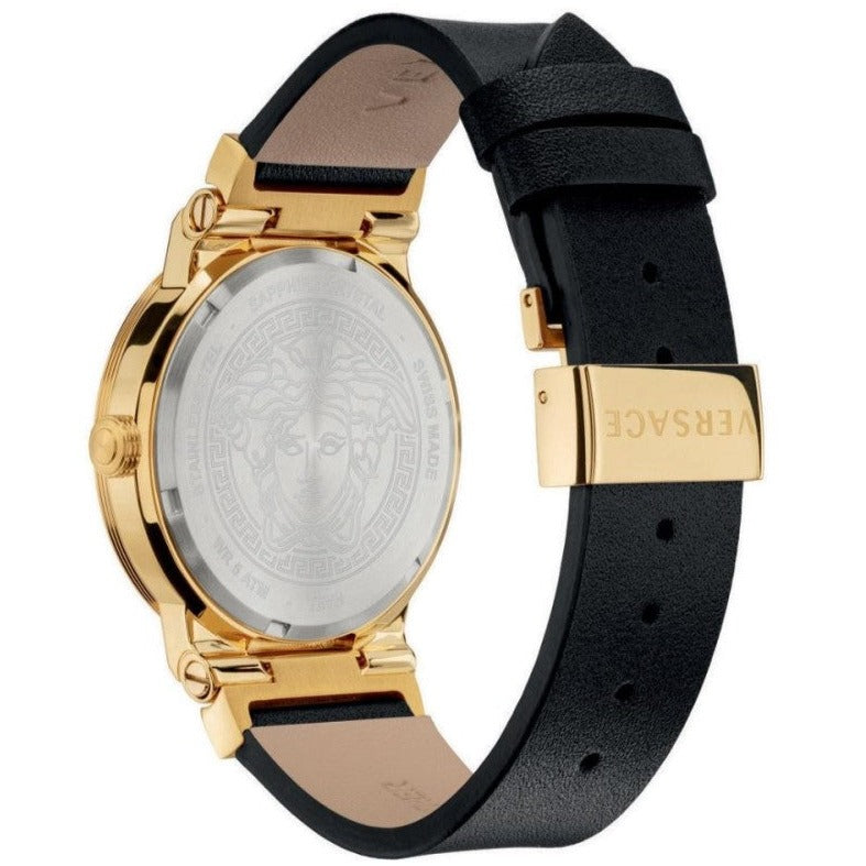  Shop Authentic Versace Greca Black Dial Black Leather Strap Watch for Women - VEVH00320 - Luxxuri