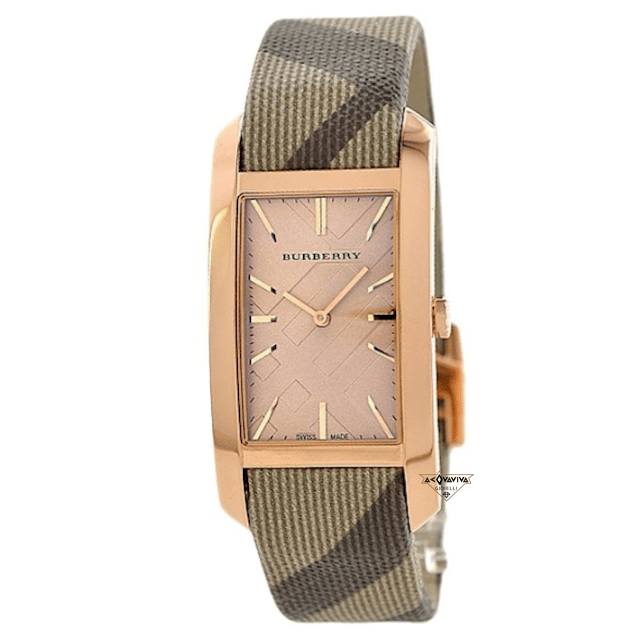  Shop Authentic Burberry The Pioneer Rose Gold Dial Haymarket Brown Leather Strap Watch for Women - BU9408 - Luxxuri