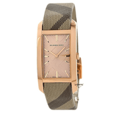  Shop Authentic Burberry The Pioneer Rose Gold Dial Haymarket Brown Leather Strap Watch for Women - BU9408 - Luxxuri
