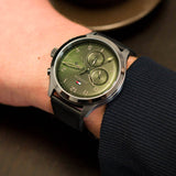  Shop Authentic Tommy Hilfiger Asher Chronograph Green Dial Black Leather Strap Watch For Men - 1791856 - Luxxuri