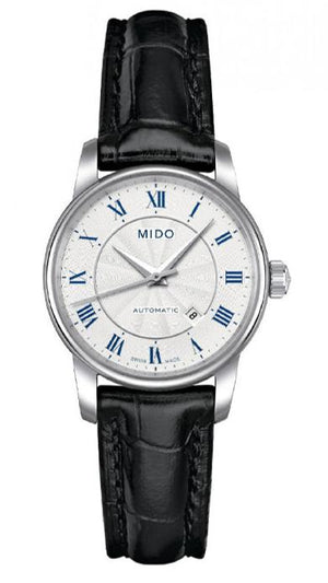  Shop Authentic Mido Baroncelli III Automatic Silver Dial Black Leather Strap Watch For Women - M7600.4.21.4 - Luxxuri