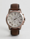  Shop Authentic Fossil Grant Chronograph White Dial Brown Leather Strap Watch for Men - FS5344 - Luxxuri