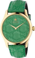  Shop Authentic Gucci G Timeless Quartz Green Dial Green Leather Strap Watch For Women - YA1264099 - Luxxuri