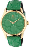  Shop Authentic Gucci G Timeless Quartz Green Dial Green Leather Strap Watch For Women - YA1264099 - Luxxuri