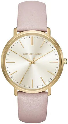  Shop Authentic Michael Kors Jaryn Quartz Gold Dial Pink Leather Strap Watch For Women - MK2471 - Luxxuri