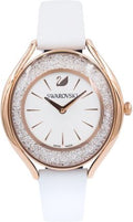  Shop Authentic Swarovski Crystalline Aura Silver Dial White Leather Strap Watch for Women - 5519453 - Luxxuri