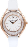  Shop Authentic Swarovski Crystalline Aura Silver Dial White Leather Strap Watch for Women - 5519453 - Luxxuri