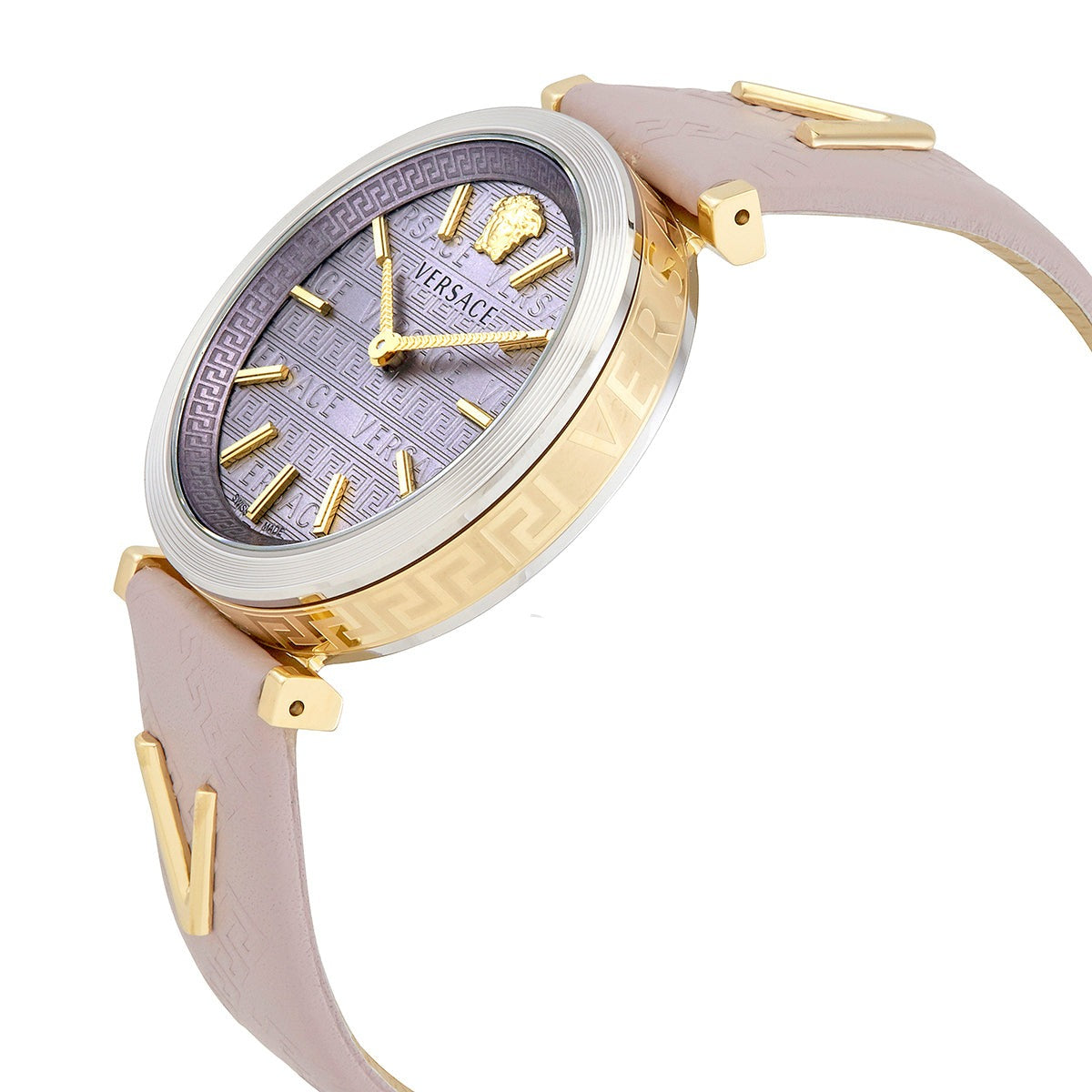  Shop Authentic Versace V-Twist Quartz Purple Dial Purple Leather Strap Watch for Women - VELS00219 - Luxxuri