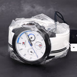  Shop Authentic Tommy Hilfiger Aiden Chronograph White Dial White Rubber Strap Watch For Men - 1791862 - Luxxuri
