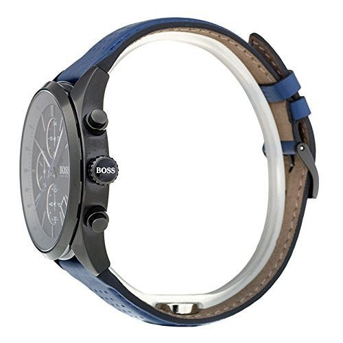  Shop Authentic Hugo Boss Grand Prix Chronograph Black Dial Blue Leather Strap Watch for Men - 1513563 - Luxxuri