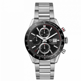  Shop Authentic Tag Heuer Carrera Automatic Chronograph Black Dial Silver Steel Strap Watch for Men - CBM2110.BA0651 - Luxxuri