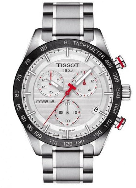  Shop Authentic Tissot T Sport PRS 516 Chronograph White Dial Silver Steel Strap Watch For Men - T100.417.11.031.00 - Luxxuri