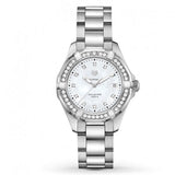  Shop Authentic Tag Heuer Aquaracer Diamonds Mother of Pearl White Dial Silver Steel Strap Watch for Women - WBD131C.BA0748 - Luxxuri