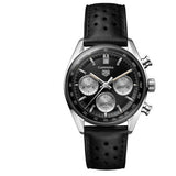  Shop Authentic Tag Heuer Carrera Automatic Chronograph Black Dial Black Leather Strap Watch for Men - CBS2210.FC6534 - Luxxuri