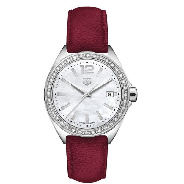  Shop Authentic Tag Heuer Formula 1 Quartz Mother of Pearl Dial Red Leather Strap Watch for Women - WBJ131A.FC8253 - Luxxuri