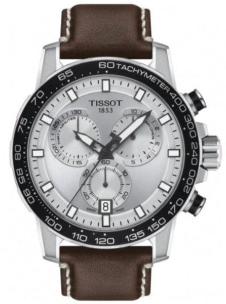 Tissot Supersport Chrono Silver Dial Brown Leather Strap Watch for Men - T125.617.16.031.00