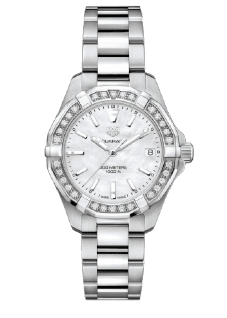  Shop Authentic Tag Heuer Aquaracer Diamonds Mother of Pearl Dial Silver Steel Strap Watch for Women - WBD1313.BA0740 - Luxxuri