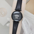 Versace Palazzo Empire Black Dial Black Leather Strap Watch for Women - VCO050017