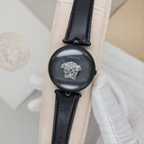  Shop Authentic Versace Palazzo Empire Black Dial Black Leather Strap Watch for Women - VCO050017 - Luxxuri