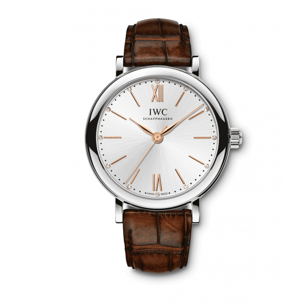 IWC Portofino Automatic Silver Dial Brown Leather Strap Watch for Women - IW357403