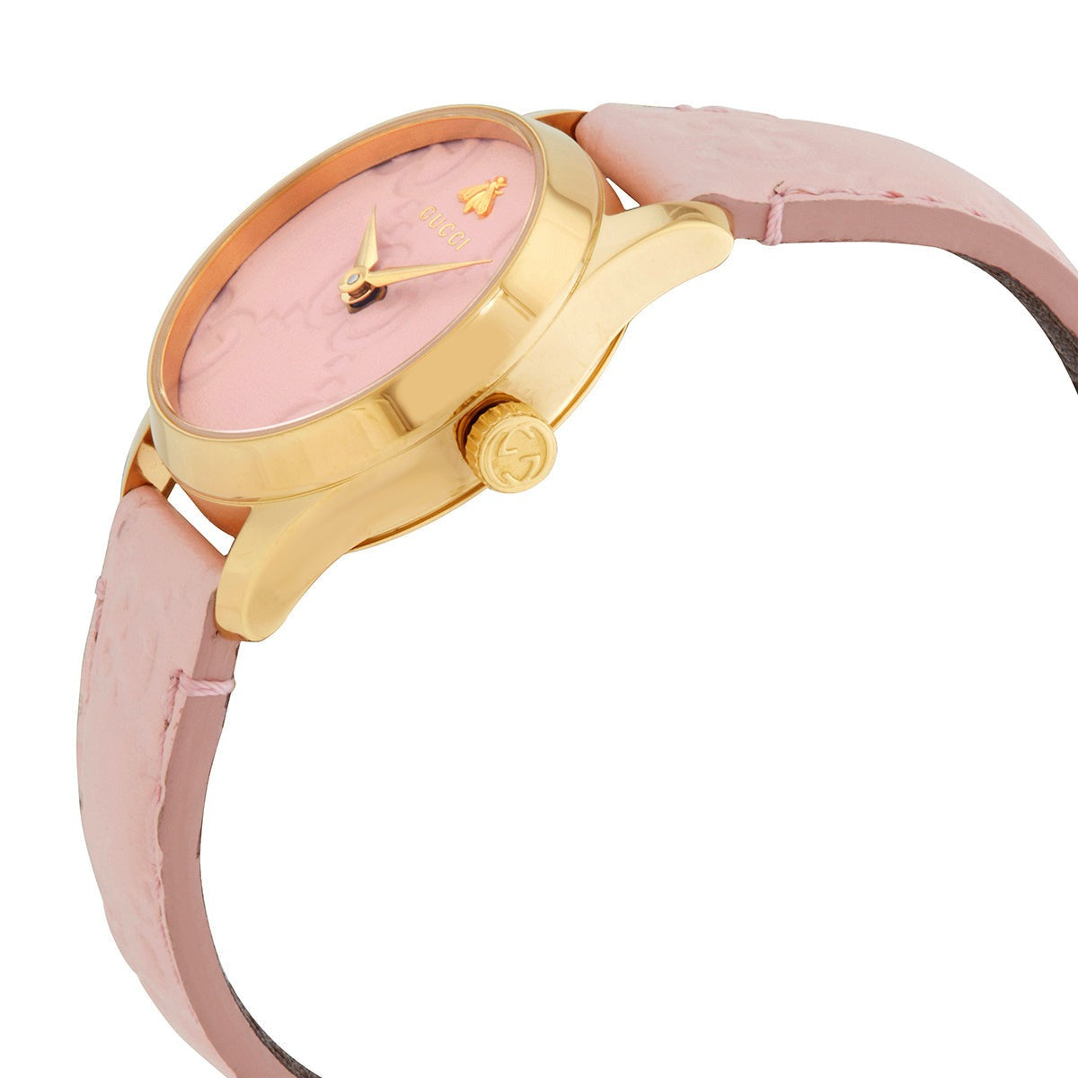  Shop Authentic Gucci G Timeless Quartz Pink Dial Pink Leather Strap Watch For Women - YA1265005 - Luxxuri