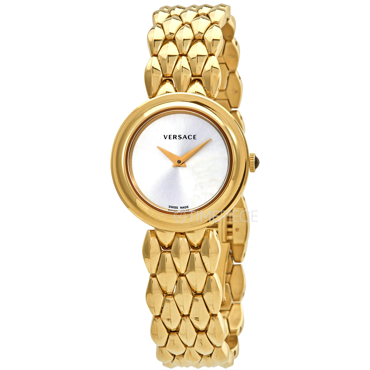  Shop Authentic Versace V-Flare Quartz Silver Dial Gold Steel Strap Watch for Women - VEBN00718 - Luxxuri