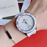  Shop Authentic Michael Kors Runway Quartz White Dial White Rubber Strap Watch For Women - MK6853 - Luxxuri
