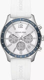  Shop Authentic Michael Kors Berkley Chronograph Silver Dial White Rubber Strap Watch For Women  - MKO1040 - Luxxuri