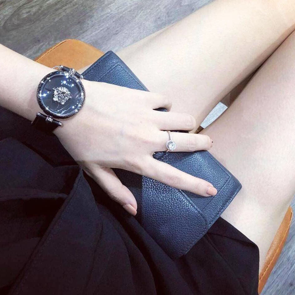  Shop Authentic Versace Palazzo Empire Black Dial Black Leather Strap Watch for Women - VCO050017 - Luxxuri