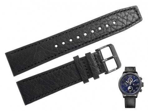 Shop Authentic Tommy Hilfiger Jackson Quartz Blue Dial Black Leather Strap Watch for Men - 1791241 - Luxxuri