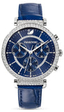  Shop Authentic Swarovski Passage Chrono Crystal Blue Dial Blue Leather Strap Watch for Women - 5580342 - Luxxuri
