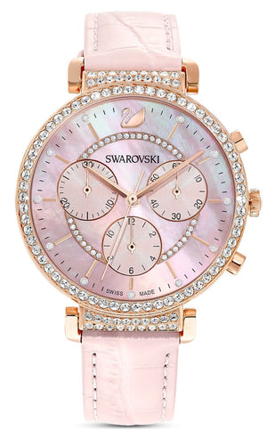 Shop Authentic Swarovski Passage Chrono Pink Dial Pink Leather Strap Watch for Women - 5580352 - Luxxuri