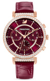  Shop Authentic Swarovski Passage Chrono Red Dial Red Leather Strap Watch for Women - 5580345 - Luxxuri