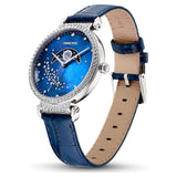 Shop Authentic Swarovski Passage Moon Phase Blue Dial Blue Leather Strap Watch for Women - 5613320 - Luxxuri