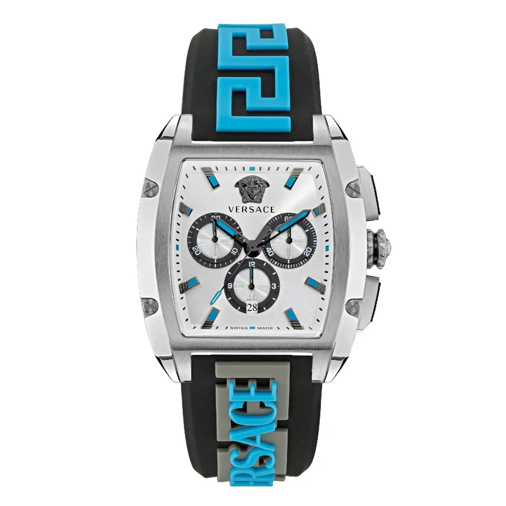  Shop Authentic Versace Dominus Chronograph Silver Dial Black Rubber Strap Watch For Men - VE6H00123 - Luxxuri