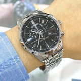  Shop Authentic Citizen Eco Drive Chronograph Black Dial Silver Steel Strap Watch For Men - AT2140-55E - Luxxuri